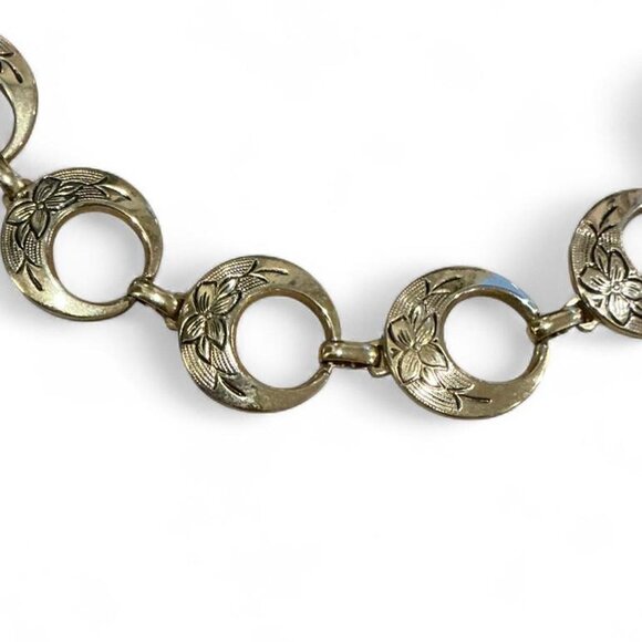 Vintage Pamar Gold Tone Choker Adjustable Necklace with Floral Engraving - Picture 2 of 2